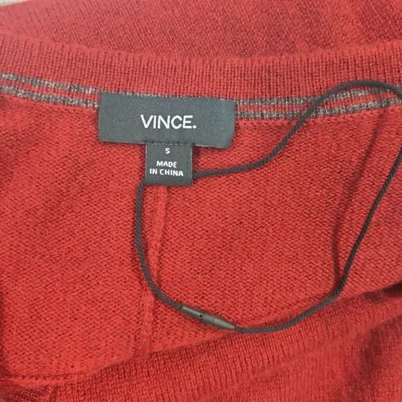 Vince Men's Midnight Red Burgundy‎ Cashmere V-Neck Pullover Sweater